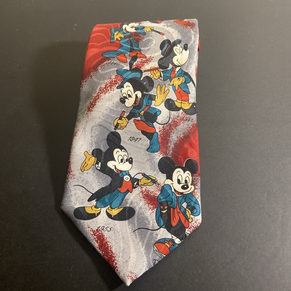 Mickey Unlimited Mickey Mouse Through the Years Disney Men Red Classic Neck Tie